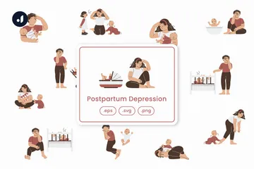 Postpartum Depression Illustration Pack
