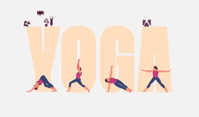 Posturas de yoga para hacer ejercicio en casa Paquete de Ilustraciones