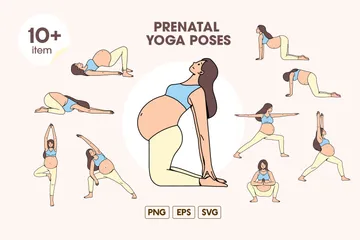 Posturas de yoga prenatal Paquete de Ilustraciones