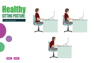 Posture assise saine Pack d'Illustrations