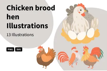 Poule couveuse de poulet Pack d'Illustrations