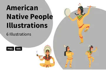 Povos Nativos Americanos Pacote de Ilustrações