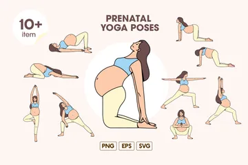 Pränatale Yoga-Posen Illustrationspack