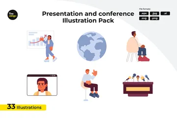 Präsentation und Konferenz Illustrationspack