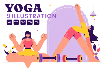 Pratiques de yoga et de méditation Pack d'Illustrations