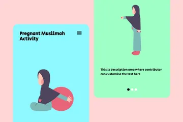 Pregnant Muslimah Activity Illustration Pack