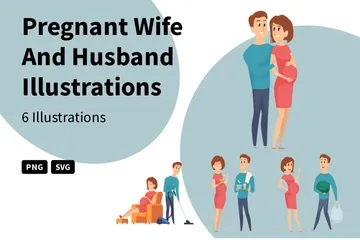 Pregnant Wife And Husband Illustration Pack