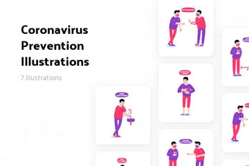 Prevenção contra coronavírus Pacote de Ilustrações