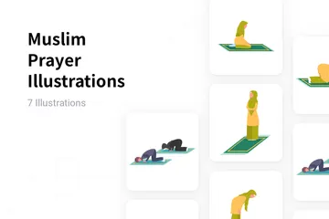 Prière musulmane Pack d'Illustrations
