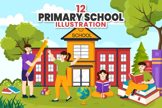 Premium Primary School Illustration pack from School & Education ...