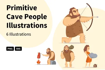Primitive Cave People Illustration Pack