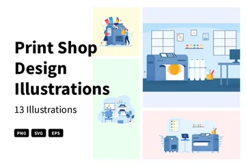 Print Shop Design Illustration Pack