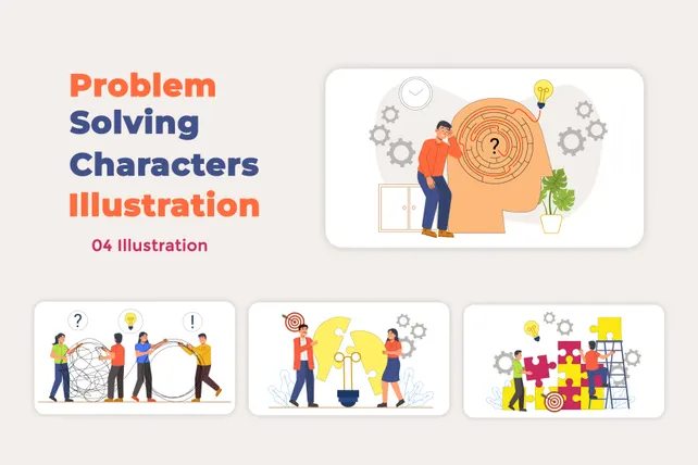 Premium Problem Solving Illustration pack from Business Illustrations