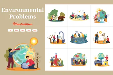 Problemas ambientais Pacote de Ilustrações