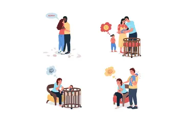 Problemas familiares jovens Illustration Pack