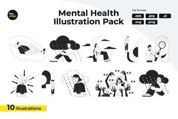 Problemas de saúde mental Pacote de Ilustrações