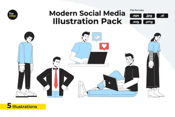 Problèmes de la société moderne Pack d'Illustrations