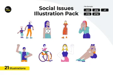 Problèmes sociaux Personnes Pack d'Illustrations