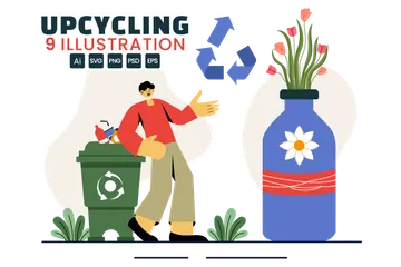 Processo de Upcycling Pacote de Ilustrações