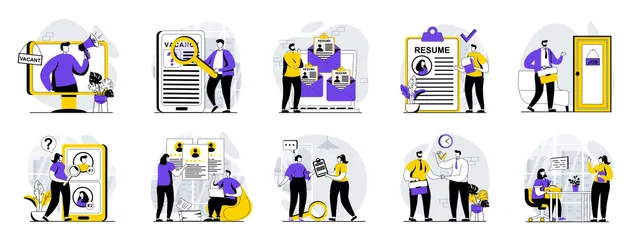 Processus d'embauche des employés Pack d'Illustrations