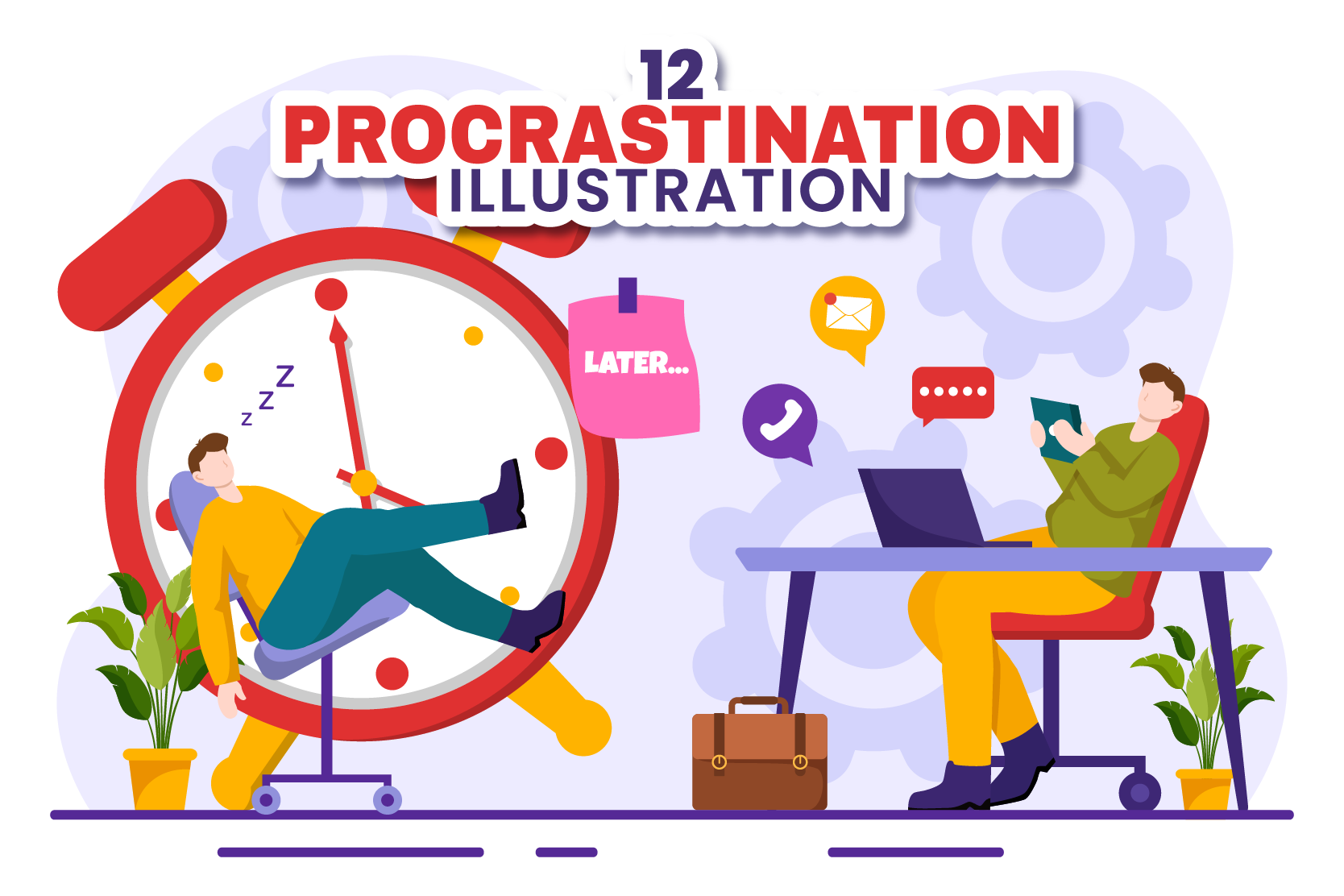 Procrastination Illustration Pack - 12 Free Download Business ...