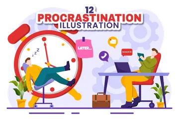 Procrastination Illustration Pack