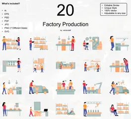 Produção de fábrica Pacote de Ilustrações