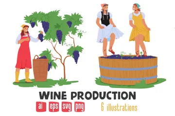 Producción de vino Paquete de Ilustraciones