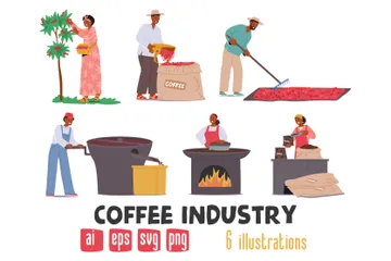 Production de café Illustration Pack