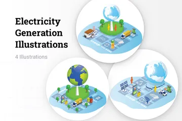 Production d'électricité Pack d'Illustrations
