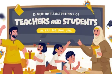 Profesores y estudiantes Illustration Pack