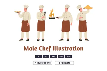 Professional Chef Character Illustration Pack