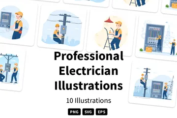 Professional Electrician Illustration Pack