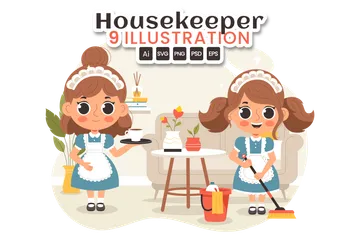 Professional Girl Maid Illustration Pack