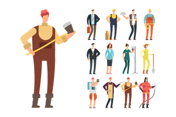Professional People In Uniform Illustration Pack