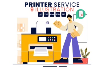 Professional Printing Services Illustration Pack