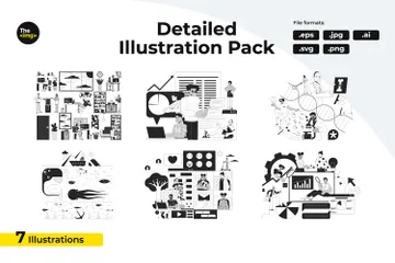 Professionelle Dienstleistungen und Tiefsee Illustrationspack