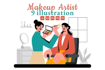 Professioneller Makeup Artist Illustrationspack