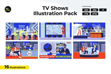 Programas de TV Transmisión de noticias Paquete de Ilustraciones