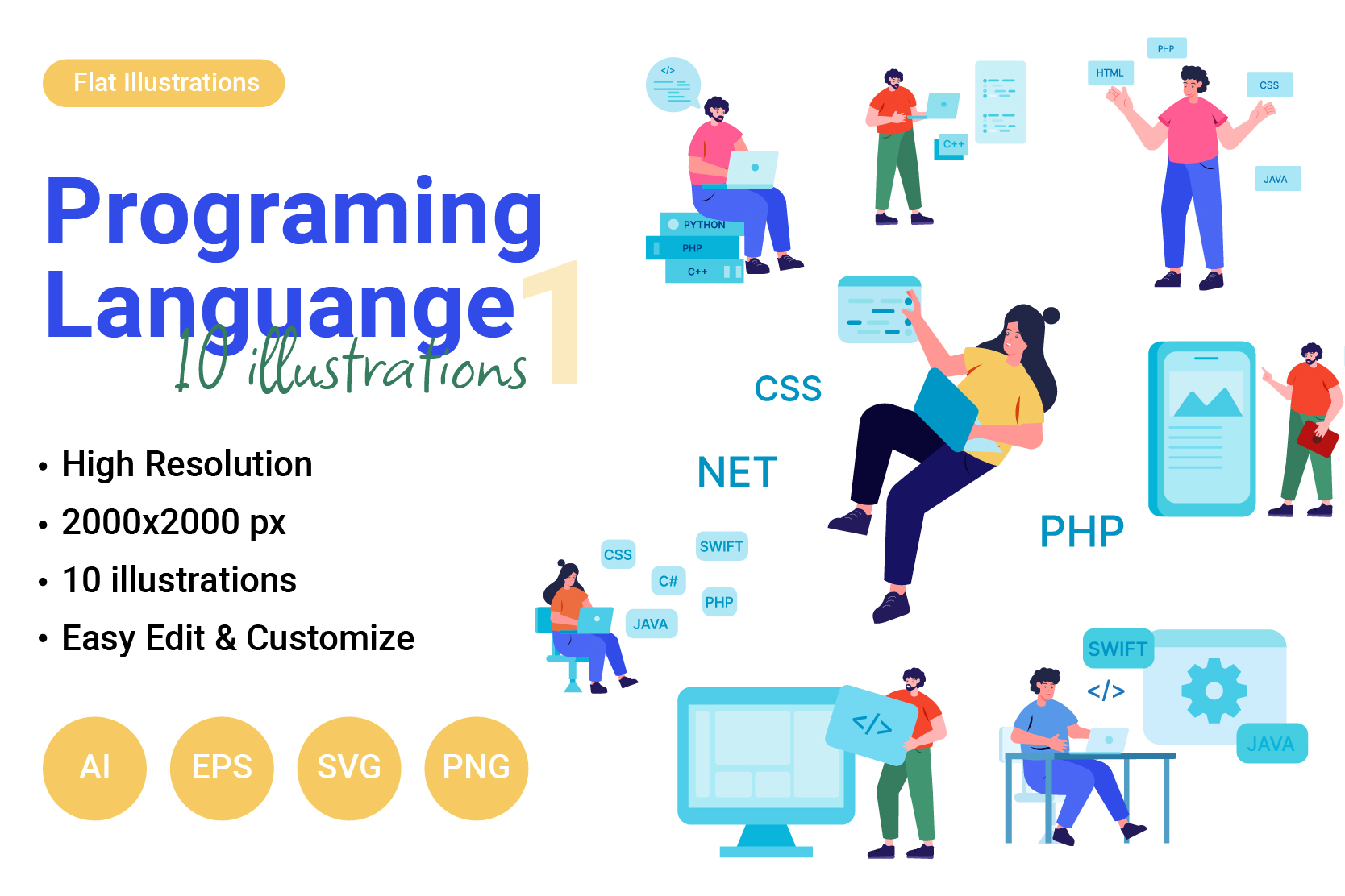 Premium Programing Language Illustration pack from Design & Development ...