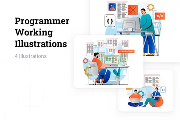 Programmer Working Illustration Pack