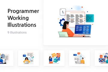 Programmer Working Illustration Pack