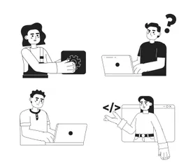 Programmers In IT Industry Illustration Pack