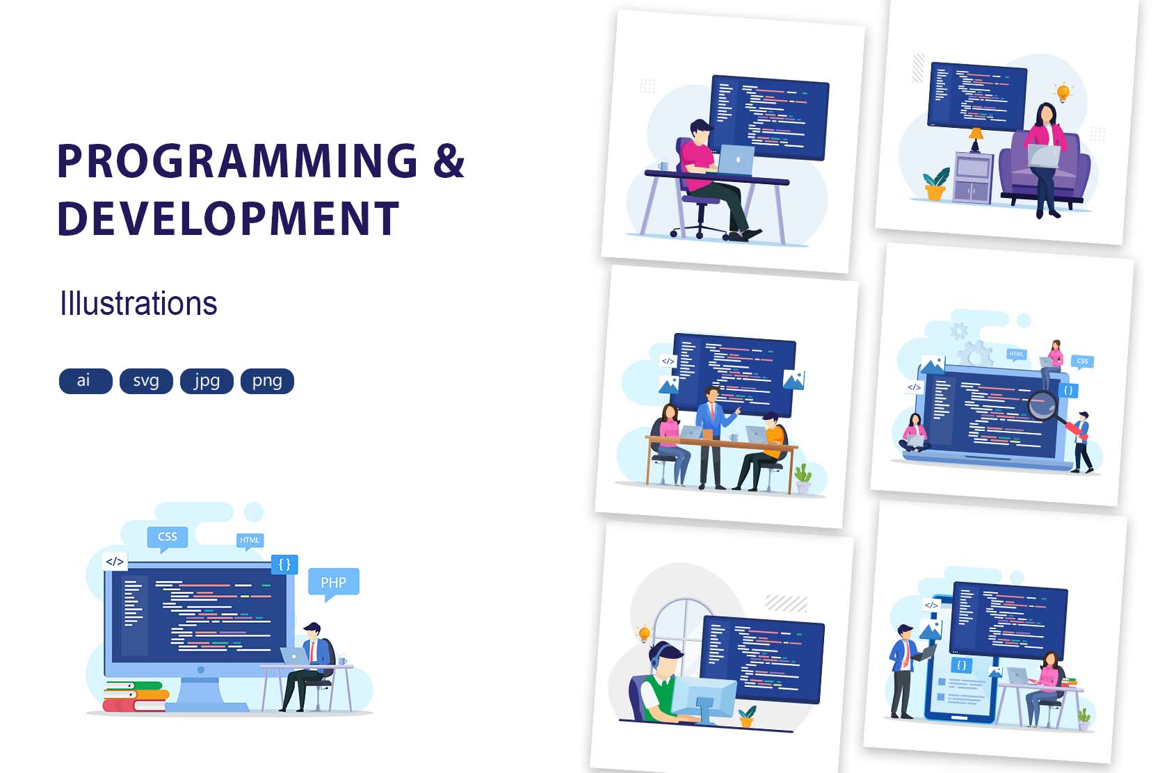 Programming And Development Illustration Pack - 8 Free Download Science ...