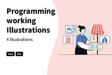 Programming Working Illustration Pack