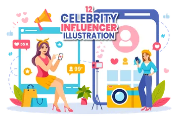 Prominenter Influencer Illustrationspack