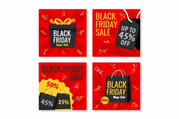 Promocione las compras en la plantilla del Black Friday Paquete de Ilustraciones