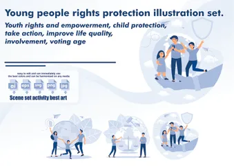 Protección de los derechos de las personas Paquete de Ilustraciones