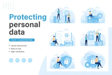 개인 데이터 보호 일러스트레이션 팩