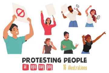 Protestierende Menschen Illustrationspack